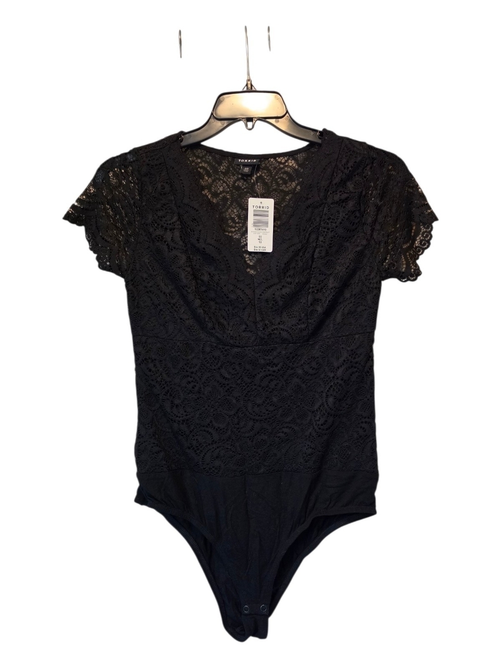 torrid Black Lace Short Sleeve V-Neck Bodysuit